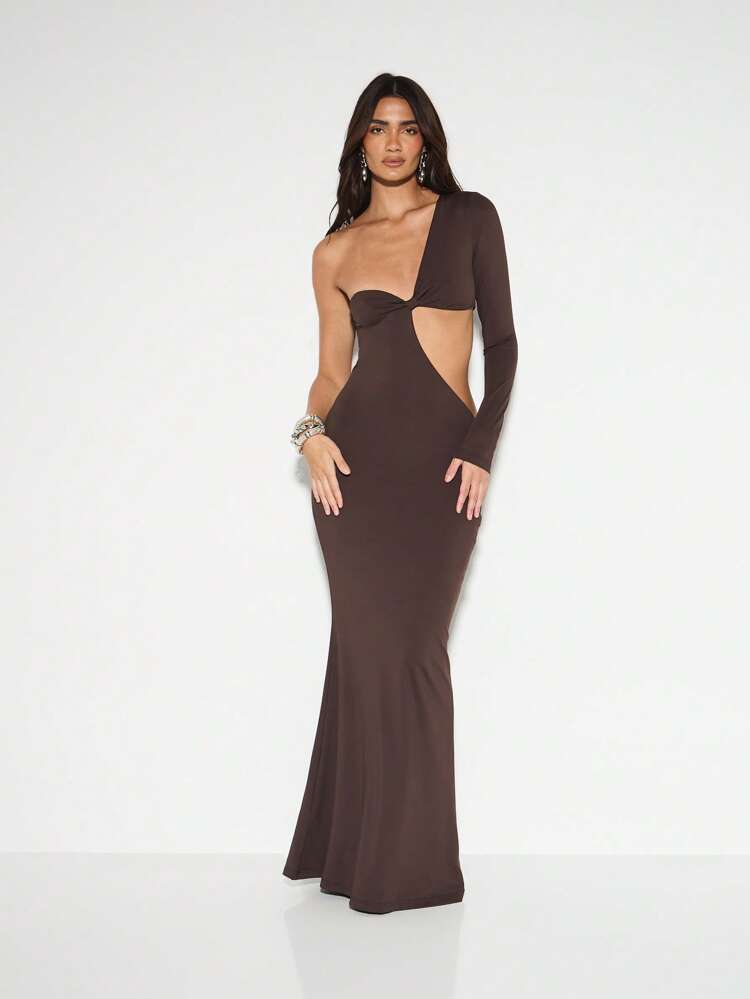 KIZN One Shoulder Cut Out Design Maxi Dress
