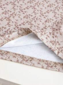 SHEIN 2 件装年轻女孩彼得潘领棕色花卉印花 T 恤，乡村风格，春夏 - 彩色 - 查看 4