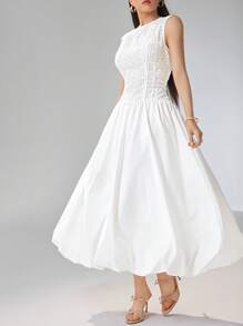 Heiryn 蕾丝腰收腰荷叶边连衣裙，优雅百搭，通勤、休闲、约会皆宜