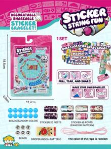 SHEIN DECORATABLE!SHAREABLESTICKERBRACELET! - DIY Bead Bracelet - Cartoon Stickers - Random Color Beads - Random Patterns - Girls' Puzzle Toys - Handmade Bead Set - Portable Stickers - Birthday Gift For Kids -Stickers Hidden On Bracelets