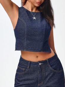 Jeanoix 女士性感露背蝴蝶结牛仔短款上衣，夏季