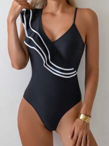 SHEIN Swim 1 Piece Sexy Floral Lace Monokini Swimsuit, Summer