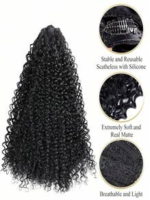 Premium Ratio Raw Human Double Drown Virgin 7Pcs Clip-In Human Hair Extensions 110g Black Jerry Curly Hair Extensions For 16 Clips Jerry Hair Extensions Curly Clip In Hair Extensions - SNatural - View 5