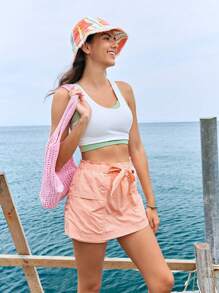 SHEIN In My Nature Damen Lässig Shorts mit Tunnelzug Taille für den Outdoor Bereich, Sommer