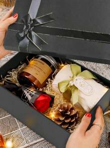 1pc Foldable Bowknot Ribbon Tied Lid Gift Box For Shoes And Clothes, Birthdays, Parties, Valentine's Day, Black Valentine's Day, Valentines Wedding, Birthday,Suplies,Decorations