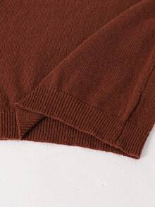 SHEIN Tween Boy Solid Color Turtleneck Pullover Sweater,Back-To-School Casual School Shades Of Brown,Autumn Winter Versatile Outdoor Gathering Knitwear - Brown - View 8