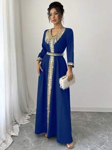 Elenzga Váy tua rua đính sequin thanh lịch cho nữ - Xanh đậm - Xem 3