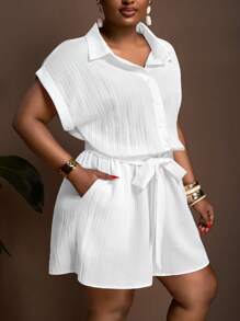 Veslaya Autumn & Winter New Arrivals, Women Plus Size Jumpsuit - White - View 7