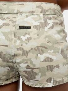 SUMWON WOMEN 夏季节日迷彩印花短裤高腰热裤军装风格沙滩俱乐部舞蹈服