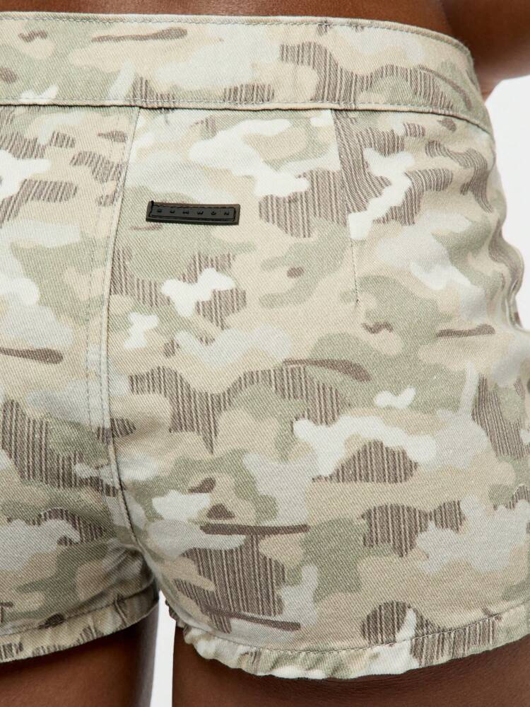 SUMWON Pantaloncini fitness mimetici da donna, vita alta, pantaloncini corti da spiaggia e festival di stile militare, per club e ballo