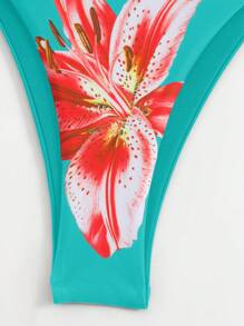 Swim Oasis 2025 休闲度假细肩带三角比基尼上衣、侧系带三角下装和长网纱裙女士夏季泳装三件套 - 彩色 - 查看 4