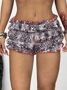Coolane Damen Sommer Konzert Festival Streetwear Y2K Vintage Leopard Muster Shorts