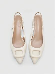 CUCCOO BIZCHIC Women's Fashion Elegant Solid Color Pointed Toe Flats For Christmas Spring Shoes - Beige - View 2