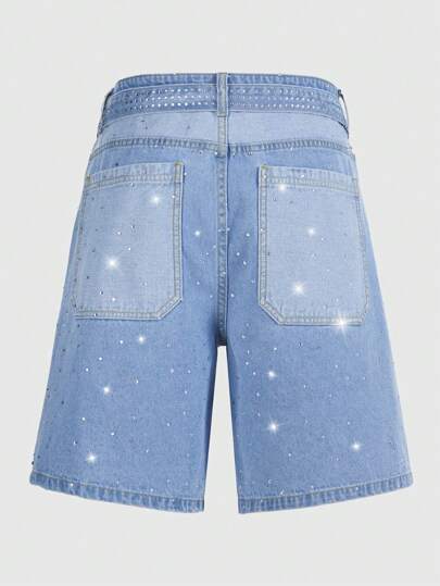 Street Life Street Life Men's Casual Washed Rhinestone Denim Shorts