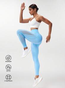 Seamluxe SHEIN Sport Einfarbige Yoga-Leggings mit hoher Taille für Damen, Cut Out