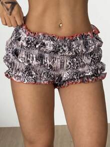 Coolane Damen Sommer Konzert Festival Streetwear Y2K Vintage Leopard Muster Shorts