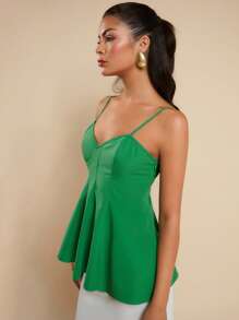 COSMINA Women's Summer Solid Color Ruffle Hem Camisole Vest