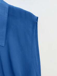 SHEIN Clasi Large-Sized Elegant Vacation Sleeveless Summer Shirt - Blue - View 6