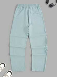 RueChic Pantalones de hombre de cintura elástica con cordón, de tela suave y buena calidad