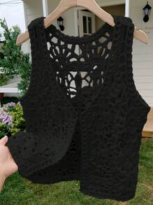 Comfortcana Cárdigan de mujer sin mangas de unicolor y delgado