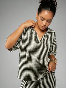 MISSGUIDED Sommer gestreifter Resort Co-Ord Set mit weitem Bein, lässige Urlaubsstrand Loungewear, Strandurlaub Zweiteiler mit weitem Kragen