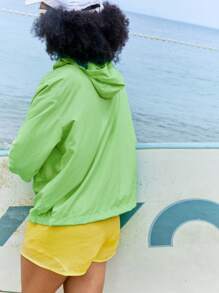 In My Nature Ladies' Casual Zip-Up Hooded Long Sleeve Thermal Thick Warm Jacket Fluorescent Green Jacket - Green - View 7