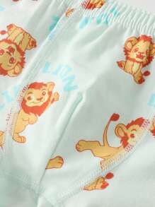 4 قطع سراويل داخلية قصيرة مريحة وناعمة للأولاد مع رسومات أسد جميلة، مصنوعة من قماش قابل للتنفس - متعدد الألوان - مشاهدة 8