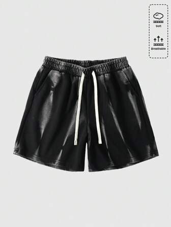 Grunge Punk Men's Street Life Loose Drawstring Shorts For Summer Daily Wear