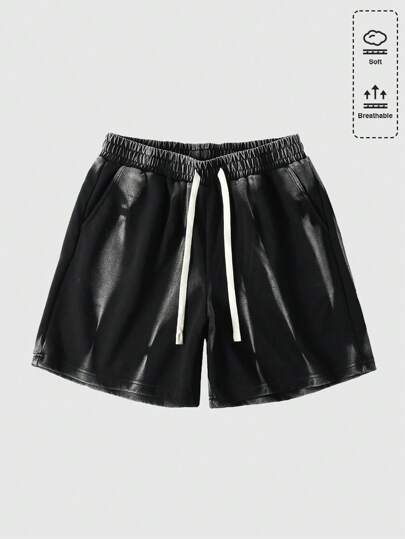 Grunge Punk Pantalones cortos casuales y holgados con cordón para hombres para uso diario en verano