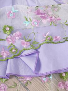 SHEIN Glamorique Kids Robe rose en tulle et à volants, manches bouffantes, pour bébé fille, nourrisson, bambin de 0 à 3 ans, printemps/été, style élégant et féminin