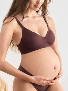 BloomMama 孕婦純色果凍式內衣胸罩，為母親設計 - 咖啡棕 - 查看 5