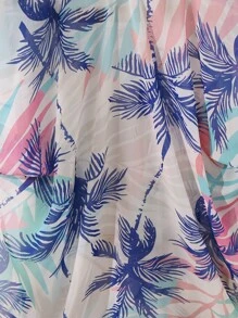 Swim Lushoire 女士度假随机热带植物印花时尚和服开衫 - 彩色 - 查看 5