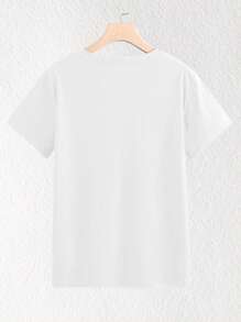 INAWLY Áo thun cổ tròn tay ngắn họa tiết da báo và anh đào phong cách đường phố sành điệu cho nữ - trắng - Xem 2