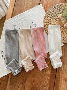 LMoss Kids LMoss   4 Piece Set Young Girl Solid Color Knit Loungewear Set  School Tops Tops For School,Kindergarten Outfit For Girls, Baby Girl Leggings Newborn Baby Pants Ribbed Baby Leggings Cotton Baby Leggings Baby Girl Pants Fall Winter