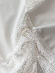 大码女式白色蕾丝紧身衣，休闲沙滩装 - 白色 - 查看 4
