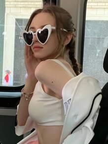SHEIN 10 件可爱有趣的心形装饰时尚眼镜，男女皆宜，适合婚礼派对、舞会等，白色，圣诞节 - 綠色 - 查看 7