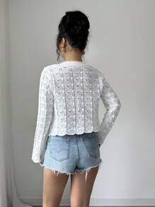 Breezaya Asymmetric Front Panel Lace-Up Cardigan Fall Winter Cloth For Women - White - View 2