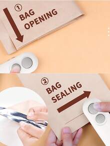 SHEIN Sellador de bolsas Mini LX, recargable por USB-C 2 en 1 con sellador de calor y cortador, máquina reselladora para bolsas de aperitivos - Blanco - Ver 7