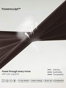 GLOWMODE 24 Zoll Powersculpt™ Move Mesh Leggings Yogahose, Hochleistungslaufen, Joggen, Training, Fitness-Studio Workout - Schokoladenbraun - Übersicht 4