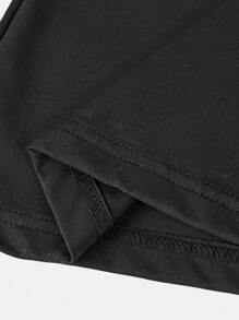 SHEIN Mono de punto de cuello redondo de manga larga informal para niñas preadolescentes - Negro - Ver 8