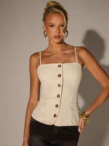 Avantive New Summer Women Spaghetti Strap Backless Cropped Camisole Top, For Work & Commute