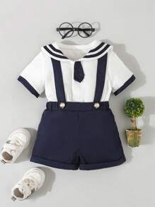 Souflis Souflis 1 件男婴可爱海龟和标语字母印花无袖连体衣