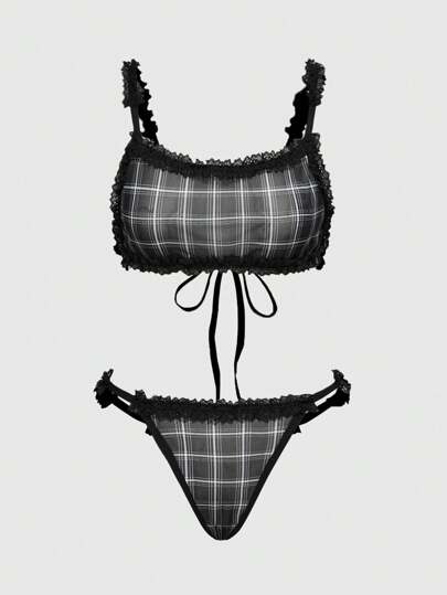 Academia Set di lingerie avanguardistico e sexy con inserti in pizzo, cordoncino e trasparenze
