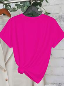 SHEIN CURVE+ Maglietta casual a maniche corte, girocollo, con stampa di ciliegie, di taglia comoda per donna