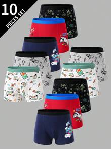 10pcs Pack Teens/Youth Game Console Printed Cotton Soft Breathable Comfortable Boxer Briefs Teen Boys Boxers Boys Boxer Briefs Packs Backto SchoolFashion Fall Winter