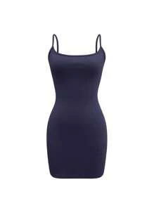 INAWLY Vestido largo de mujer con tirantes delgados y de un solo color, apto para uso casual y de vacaciones