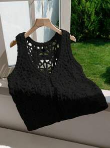 Comfortcana Cárdigan de mujer sin mangas de unicolor y delgado