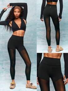 GLOWMODE 24" Powersculpt™ Make A Move Mesh Leggings Yoga Pants High-Impact Running Jogging Training Gym Workout