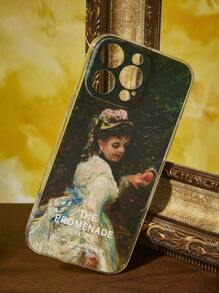 SHEIN Touch of Art Thiết kế ốp bảo vệ cho bức tranh nổi tiếng "Cuộc dạo chơi" của Pierre-Auguste Renoir, tương thích với iPhone. - Nhiều màu - Xem 2