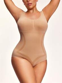SHEIN Shape Bodys de talla grande de unicolor con cuello redondo y sin mangas, entallados